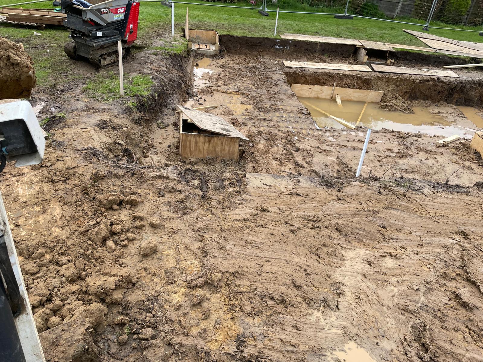 Dig out of swimming pool area