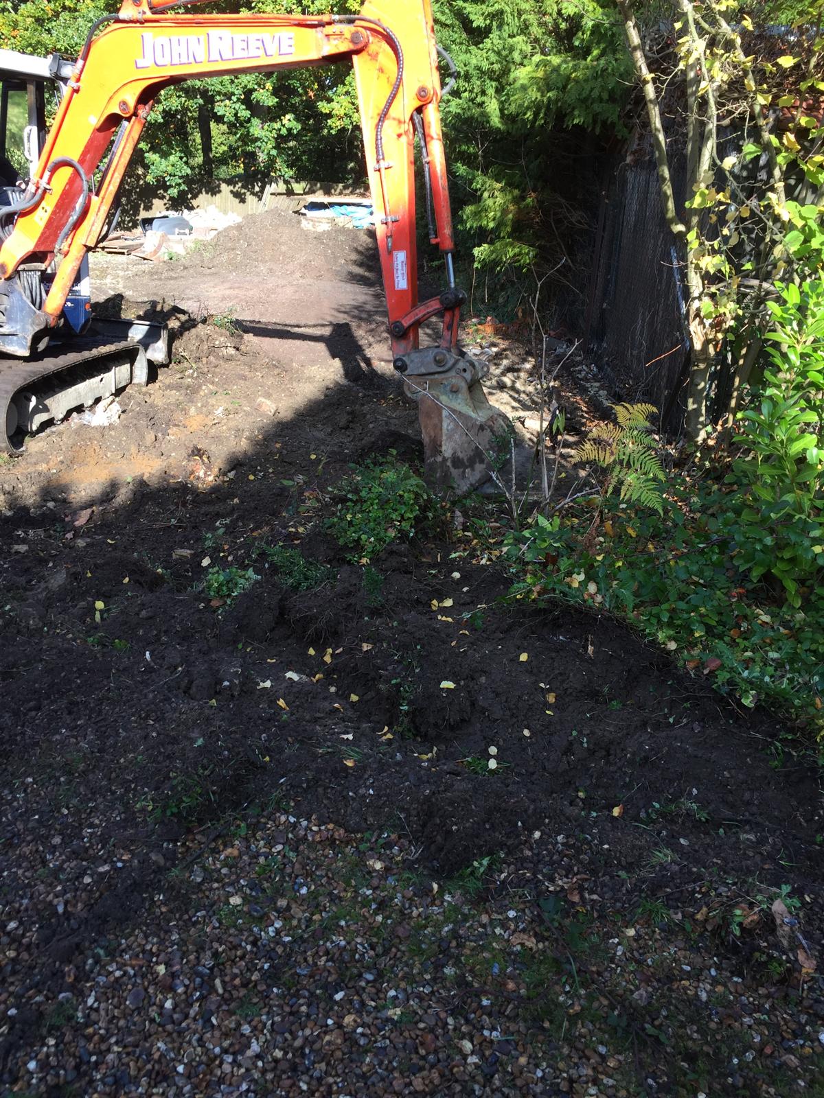 Digger work on a landscaping project