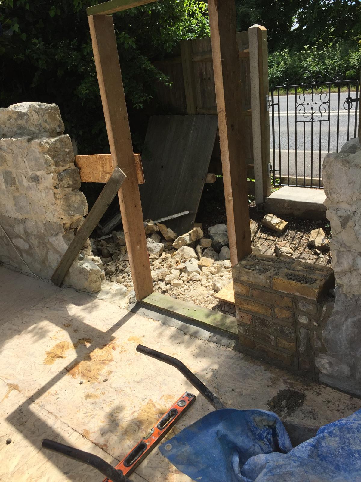 Door frame installed for local stone built extension project