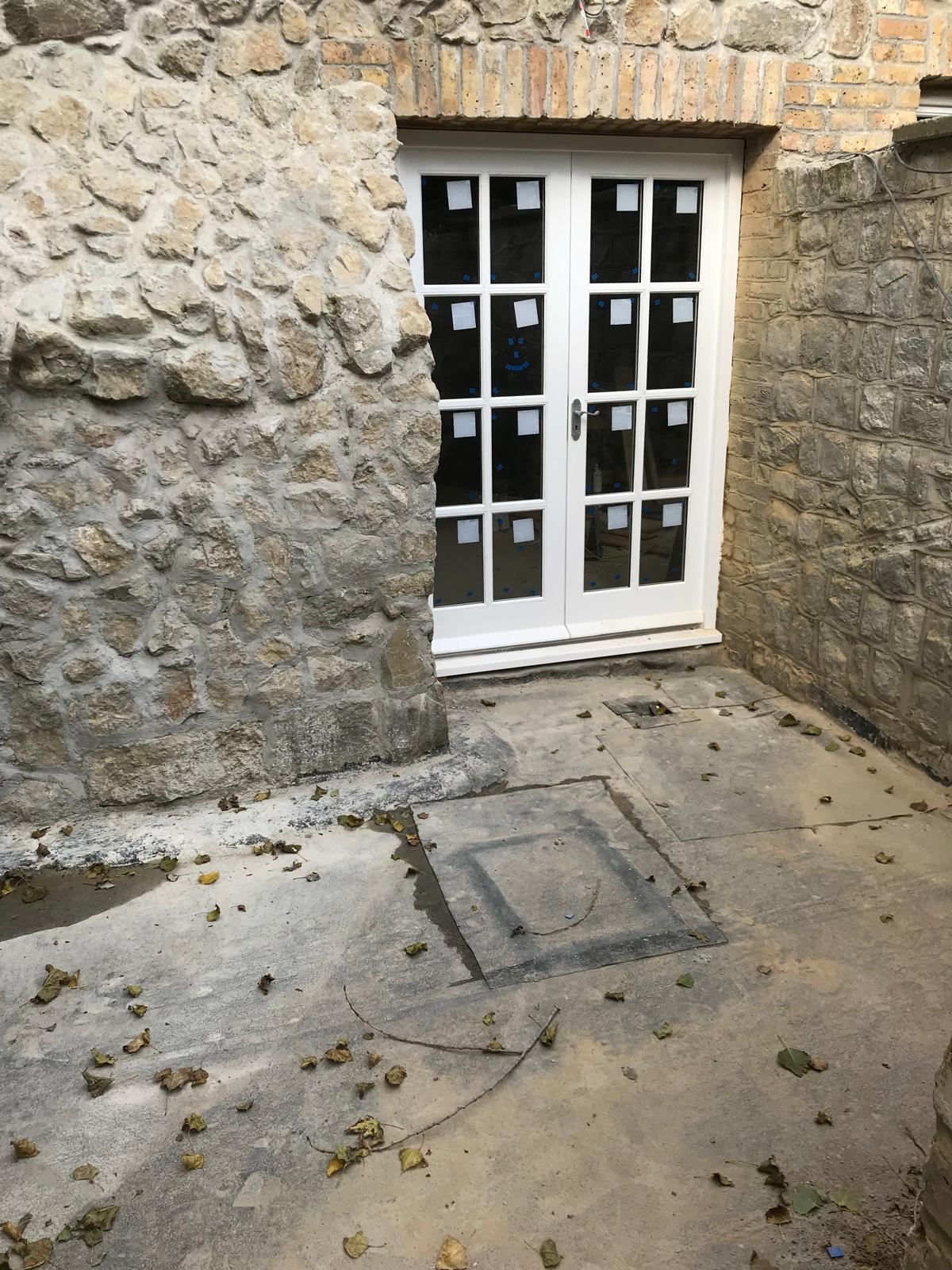 Door installation on a natural stone extension project in Kent