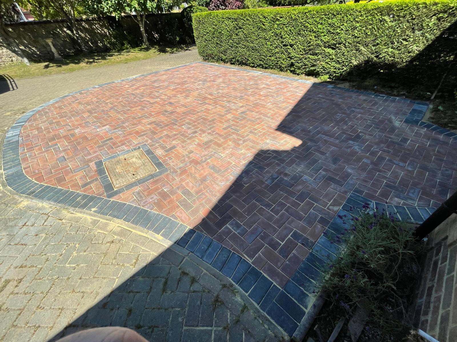 Driveway installation project with curves