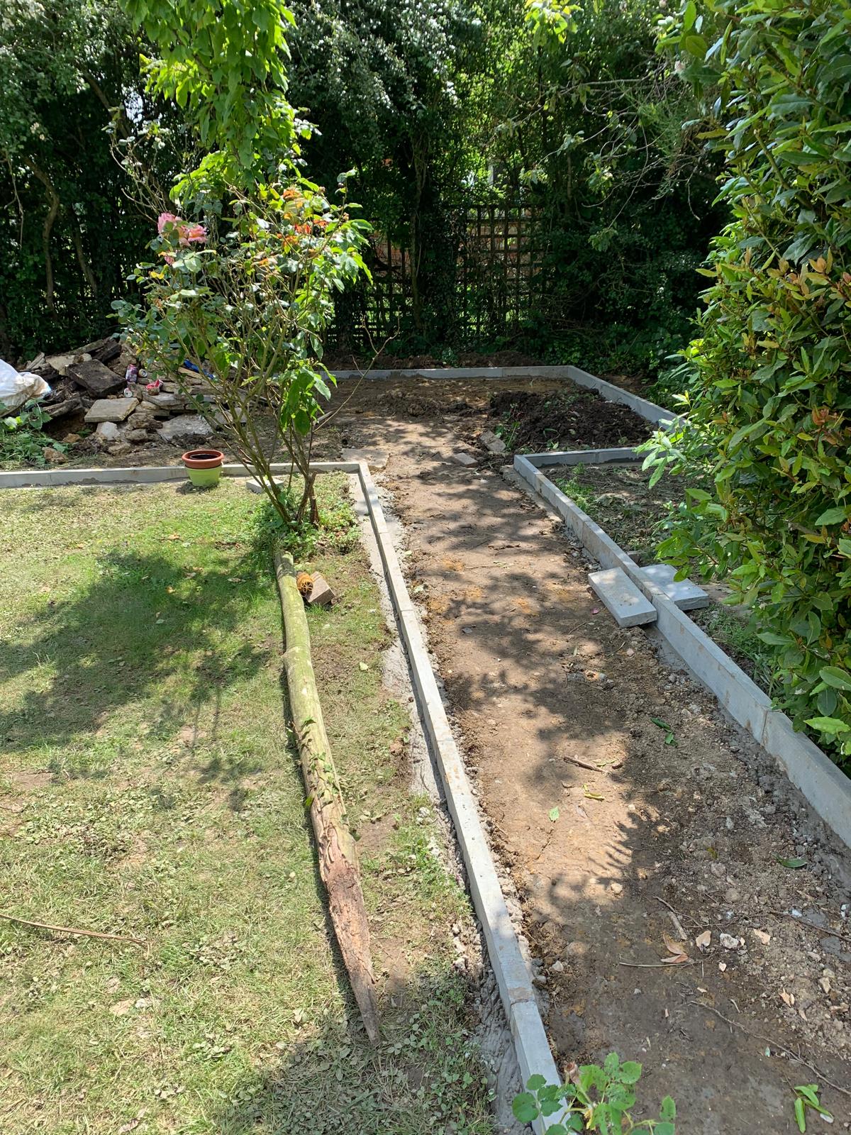 Edges in place for block paving installation 