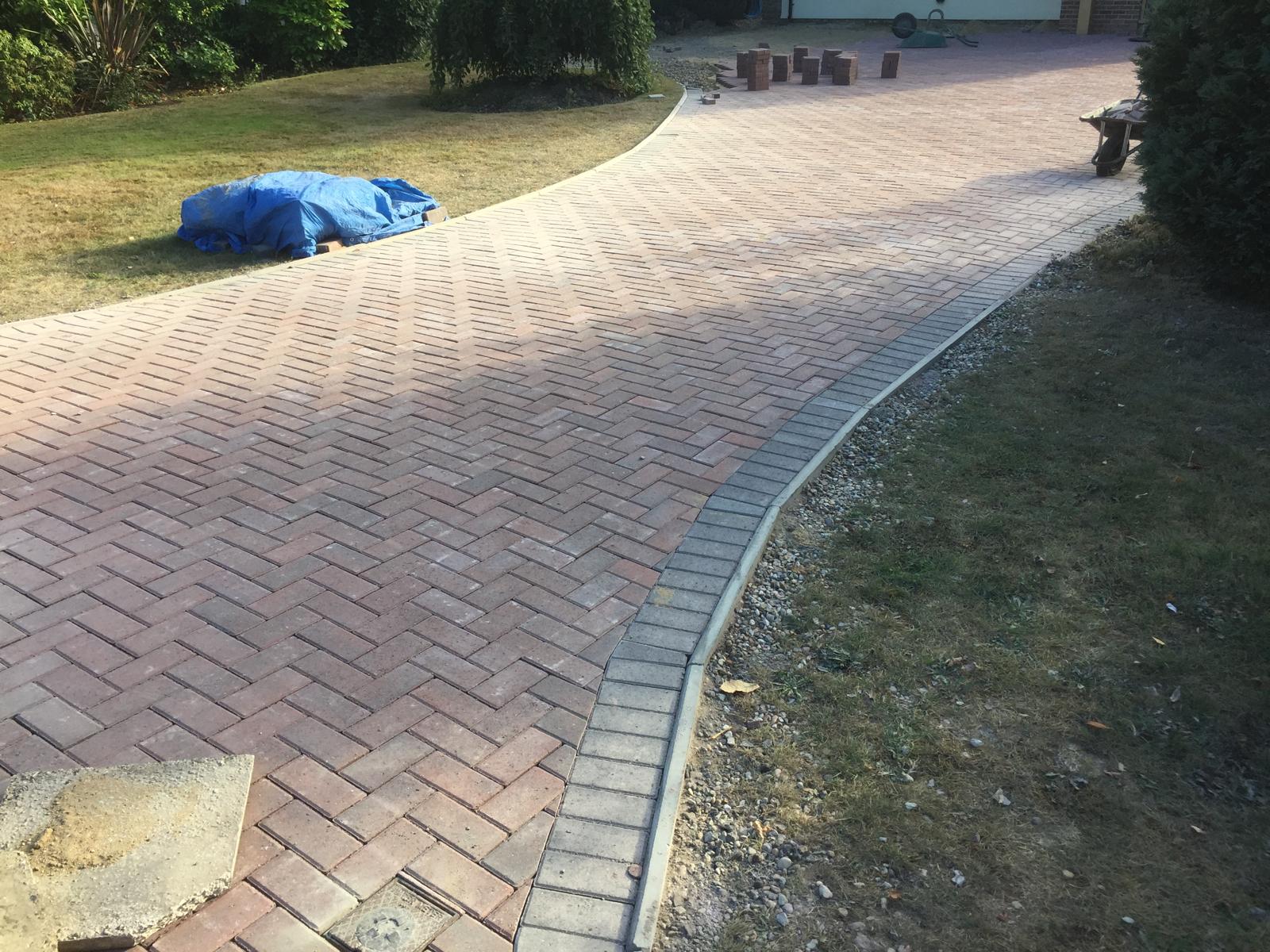 Edging on a block paved driveway for local project in Kent