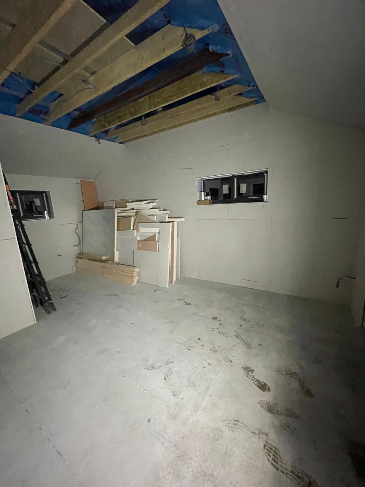 Electrics being installed in ceiling for a conversion project