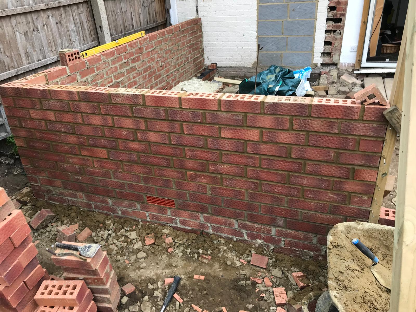 Extension project wall installation