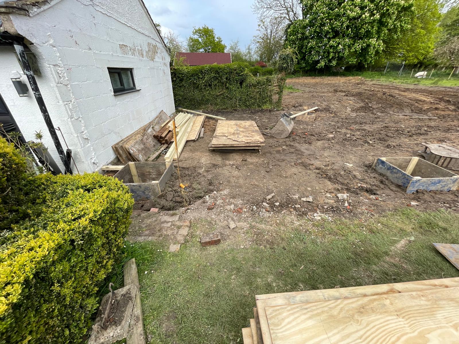 Extra digger work in preparation for swimming pool installation 1