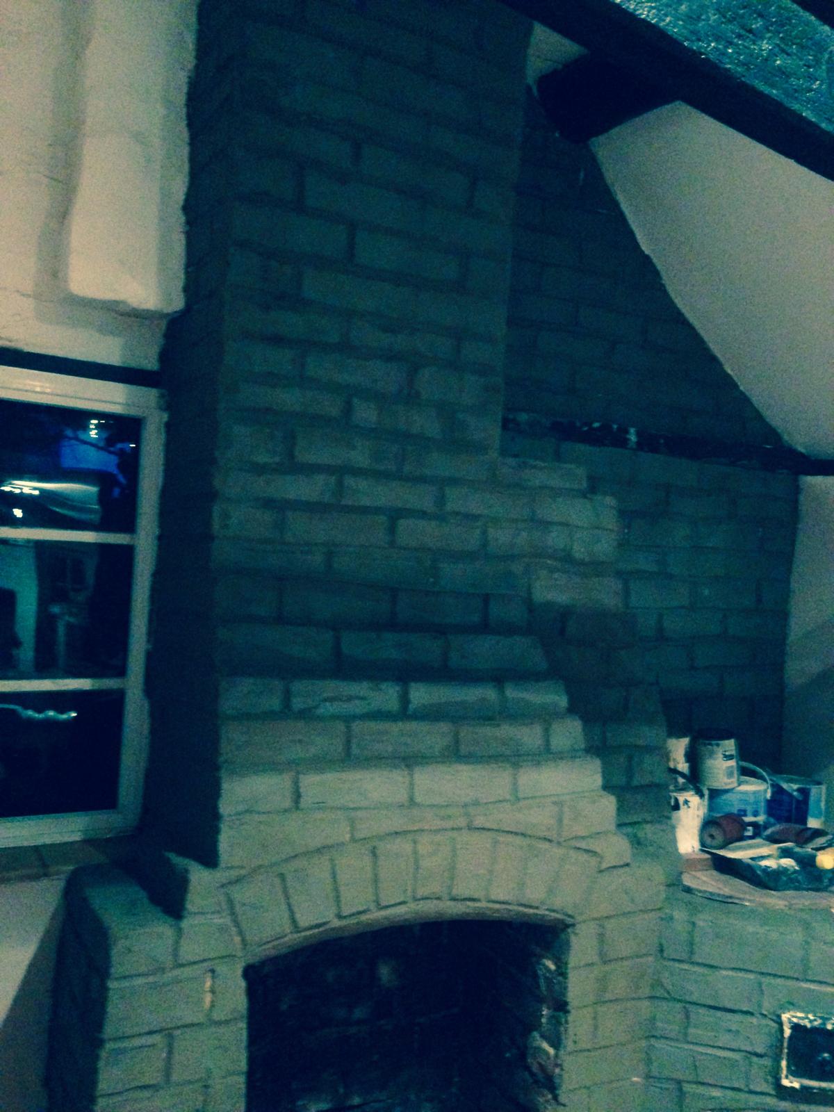 Fire place brick work painted for a decorating project
