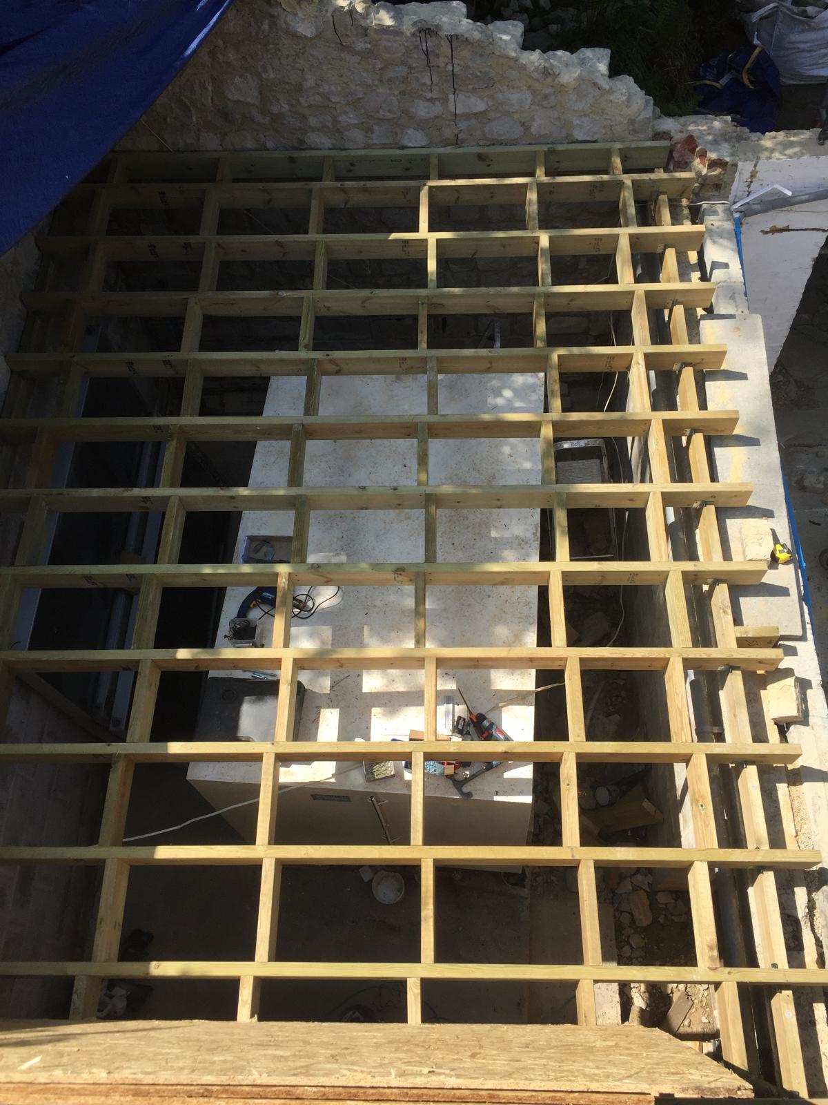 Floor frame installation for a local extension project