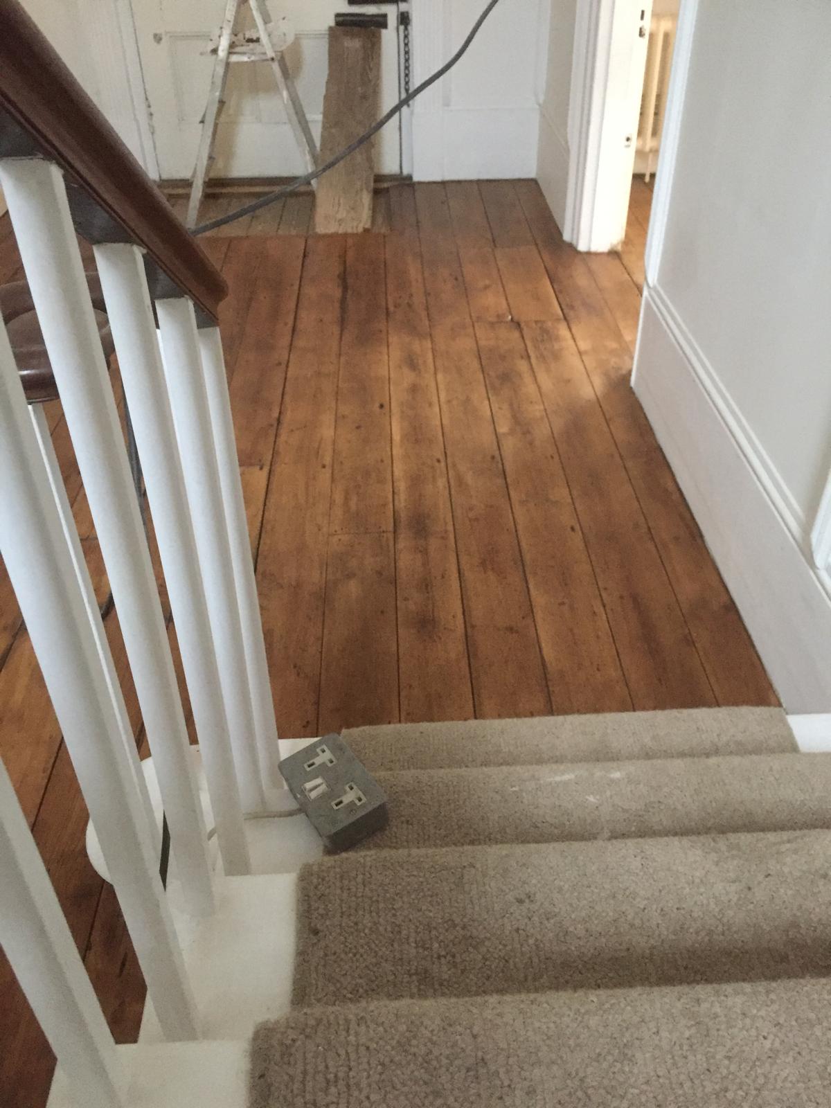 Floor stain application for a decorating project