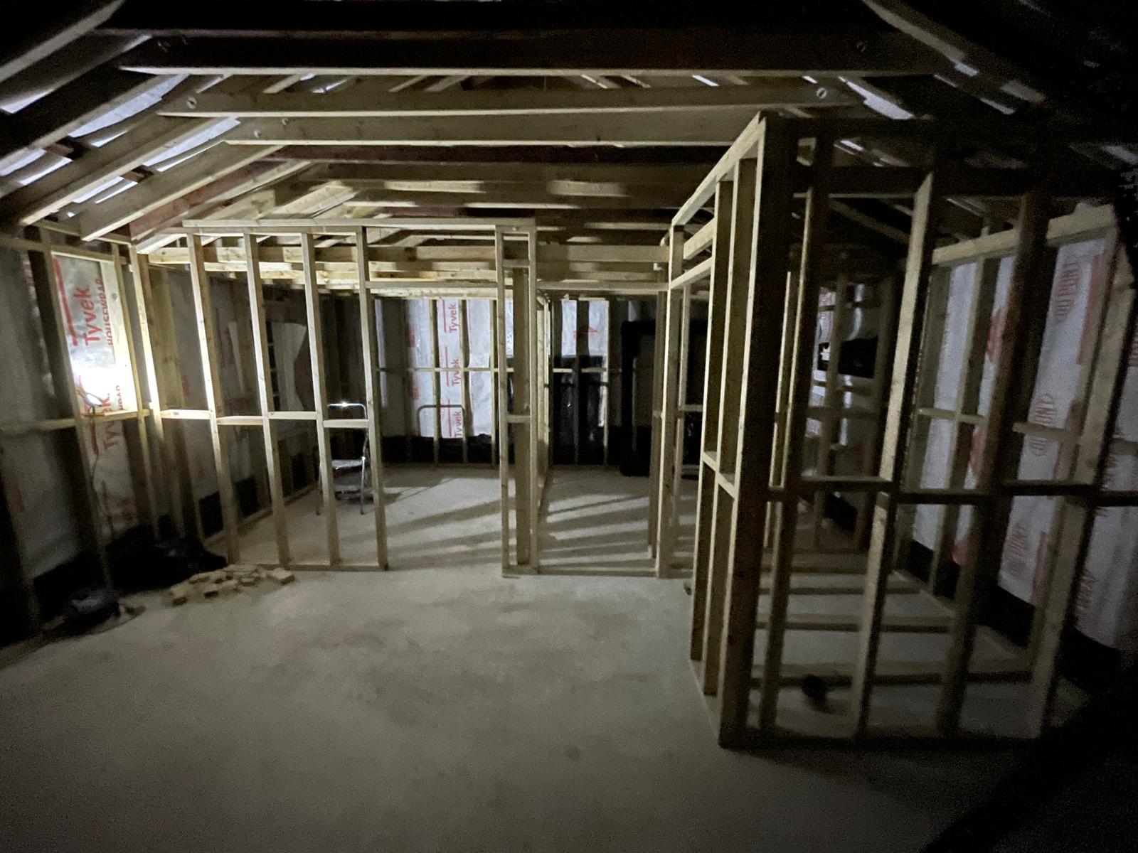 Frame work installation on a conversion job