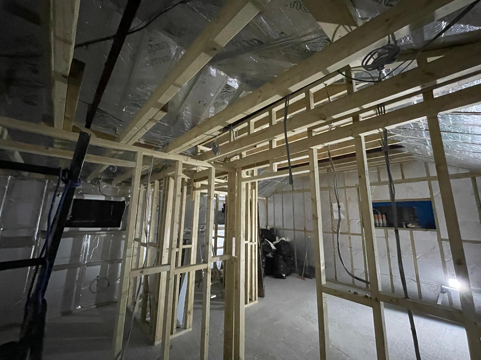 Framework and insulation installation on a conversion project