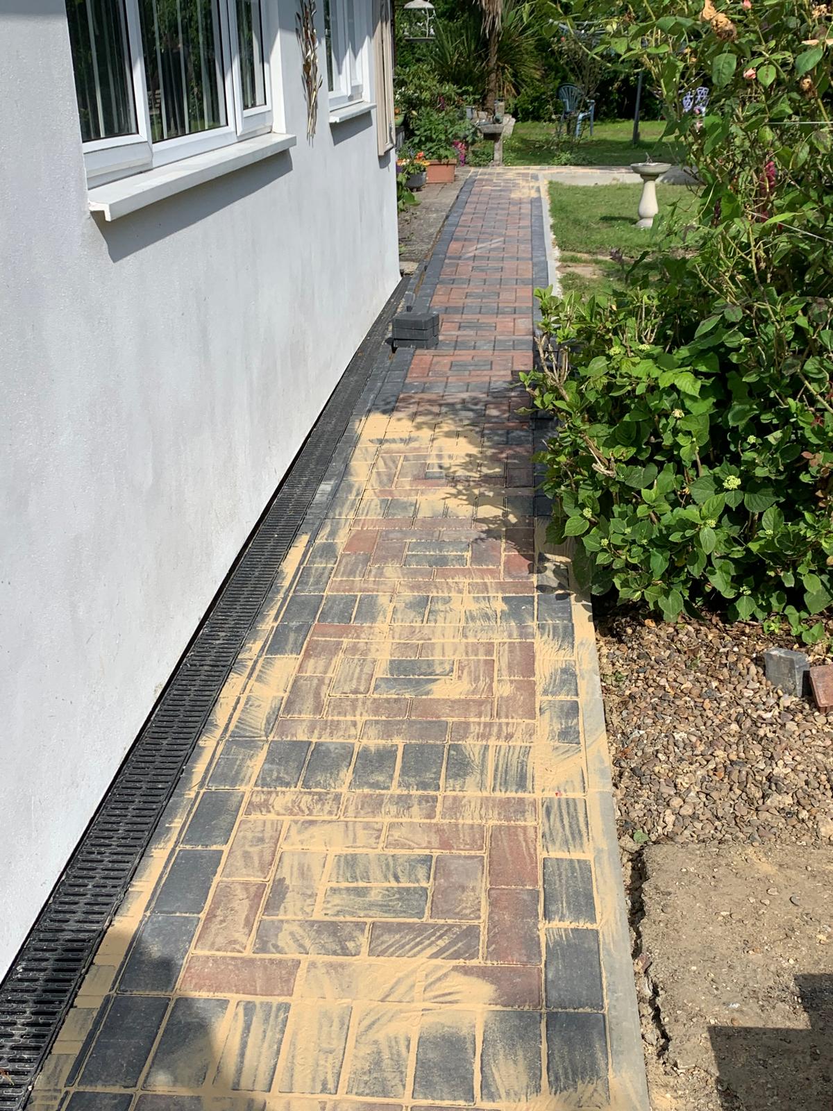 Garden block paving pathway for a local landscaping project 