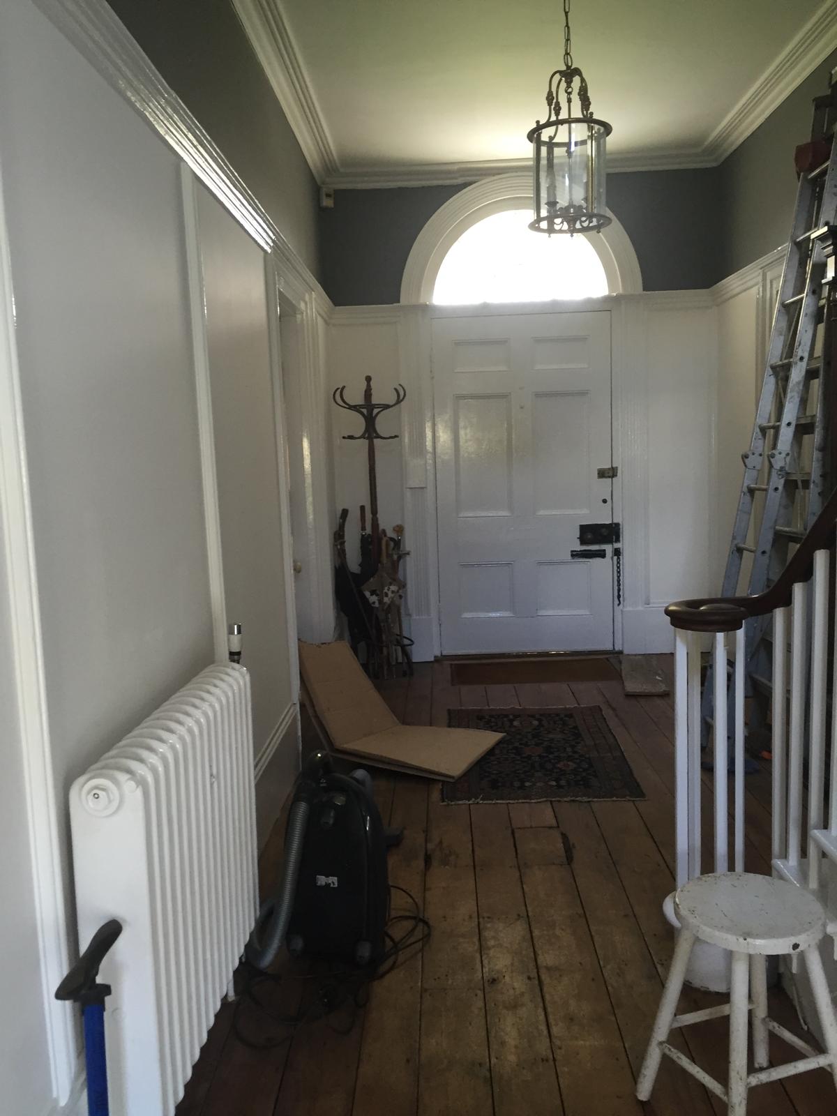 Grey and white painted hallway for a painting and decorating project in Kent