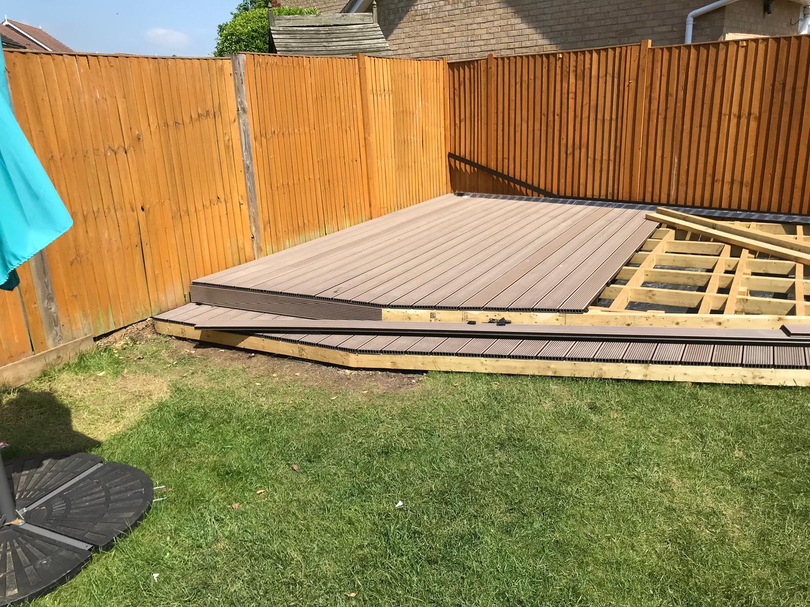 Grey deck board installation