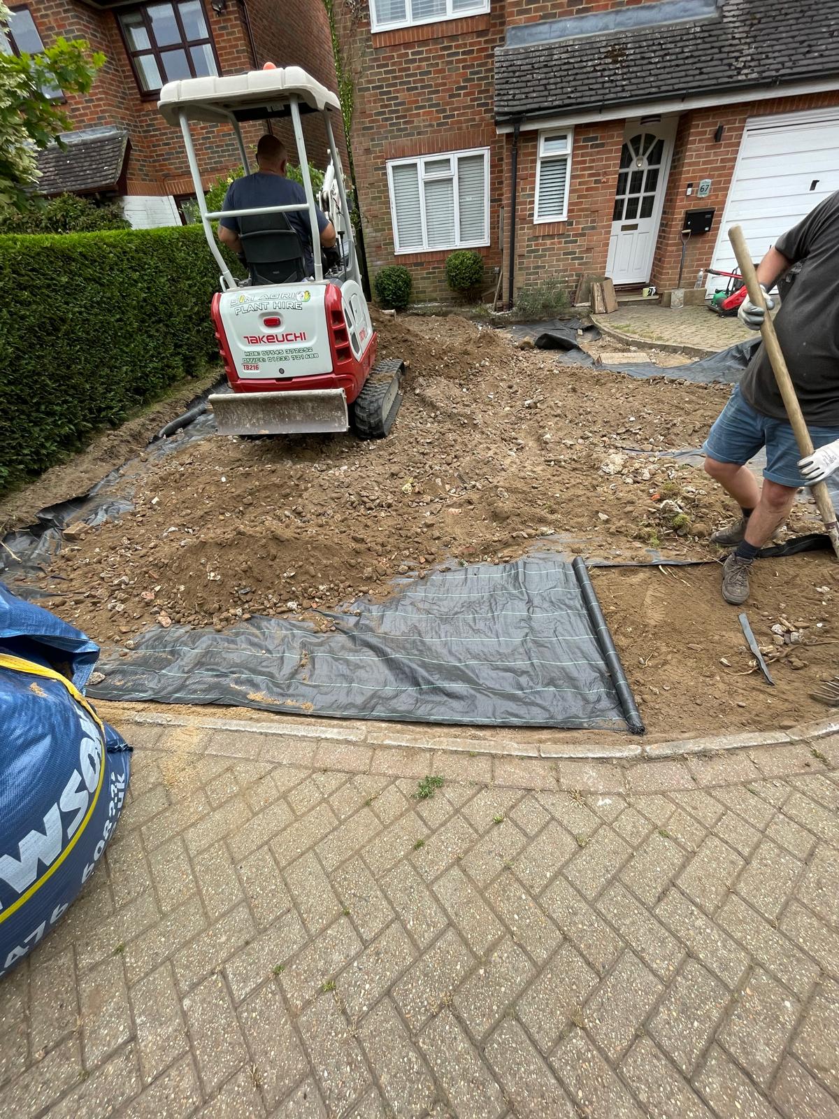 Ground preparation for driveway installation
