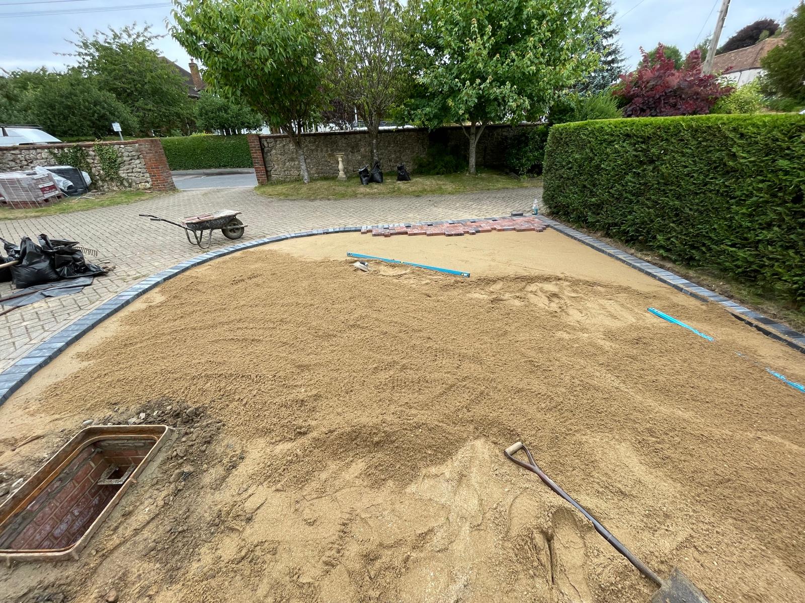 Groundwork for a block paving driveway project
