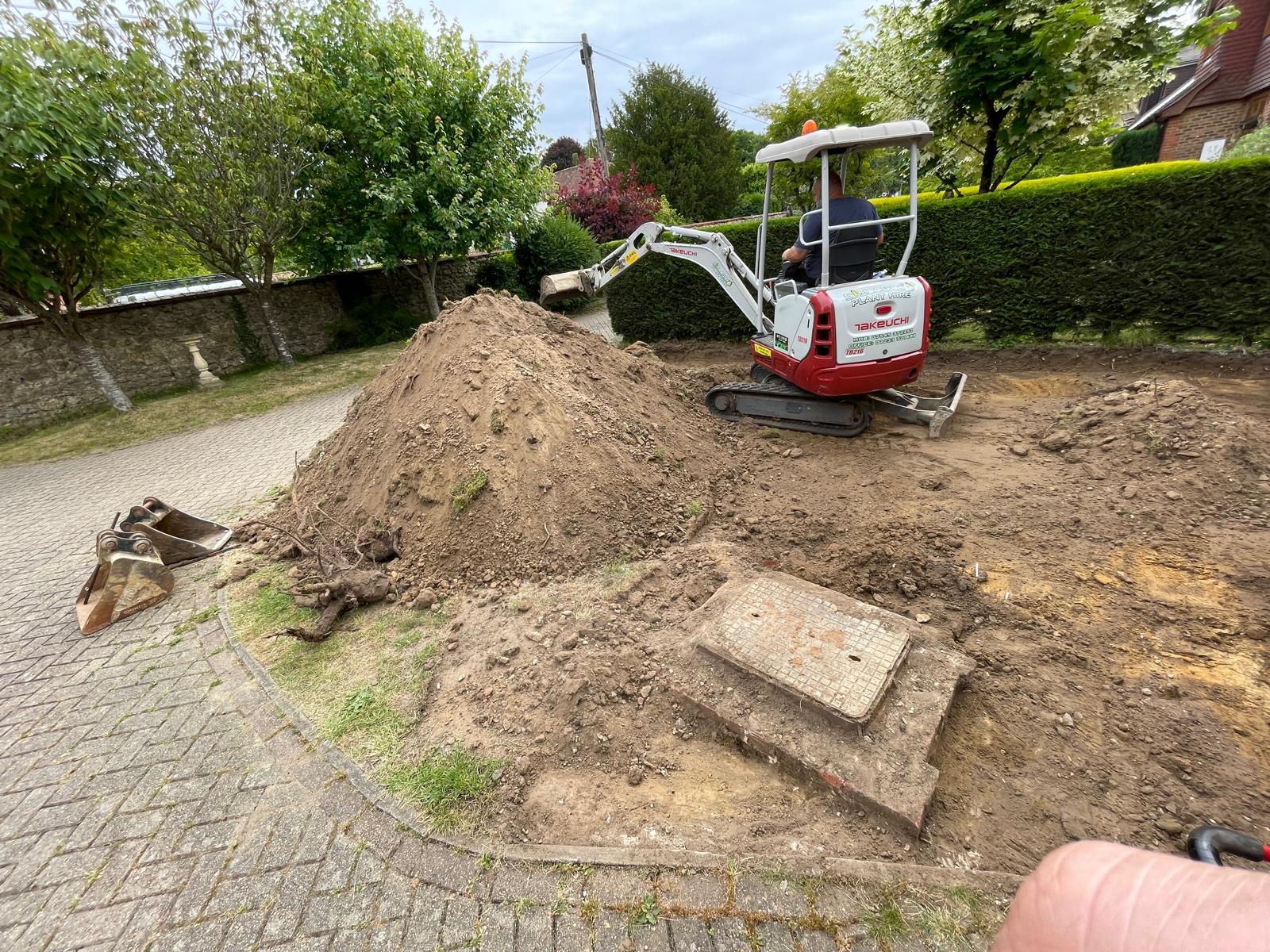 Groundwork for a driveway installation project in Kent