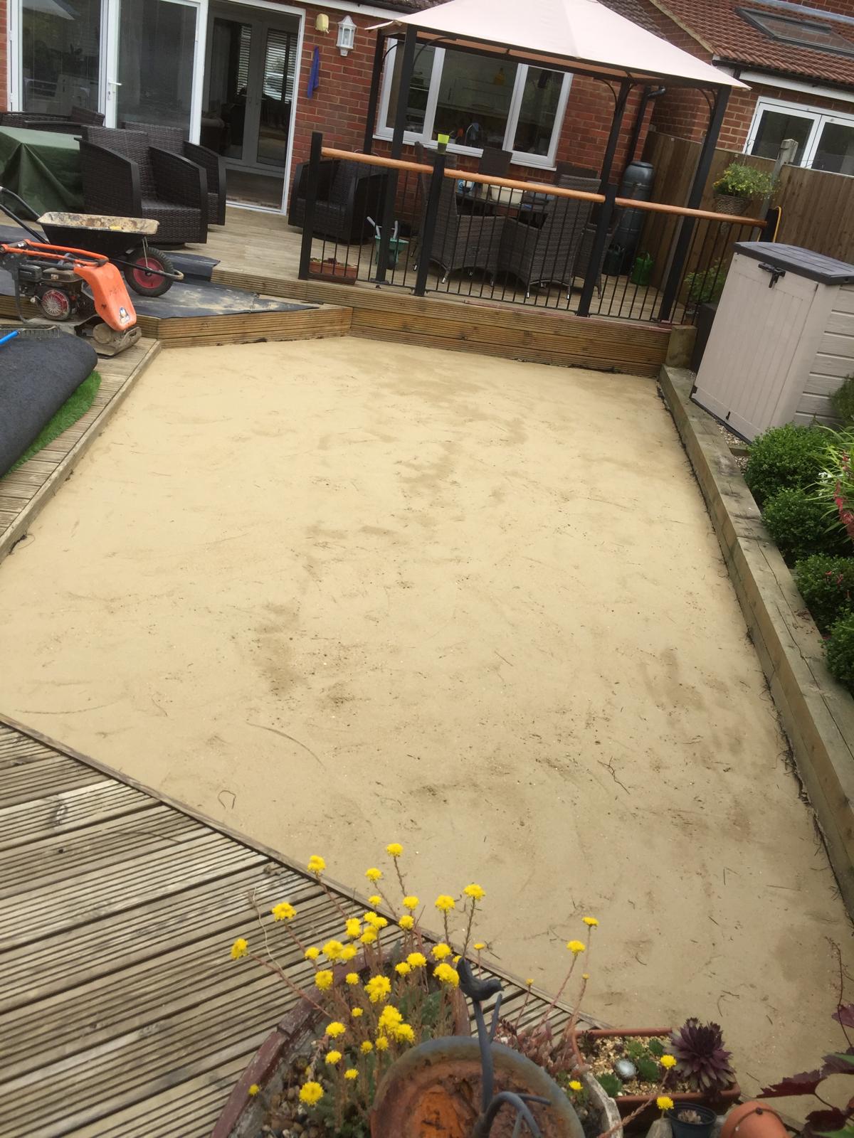 Groundwork preparation for a landscaping artificial grass installation project