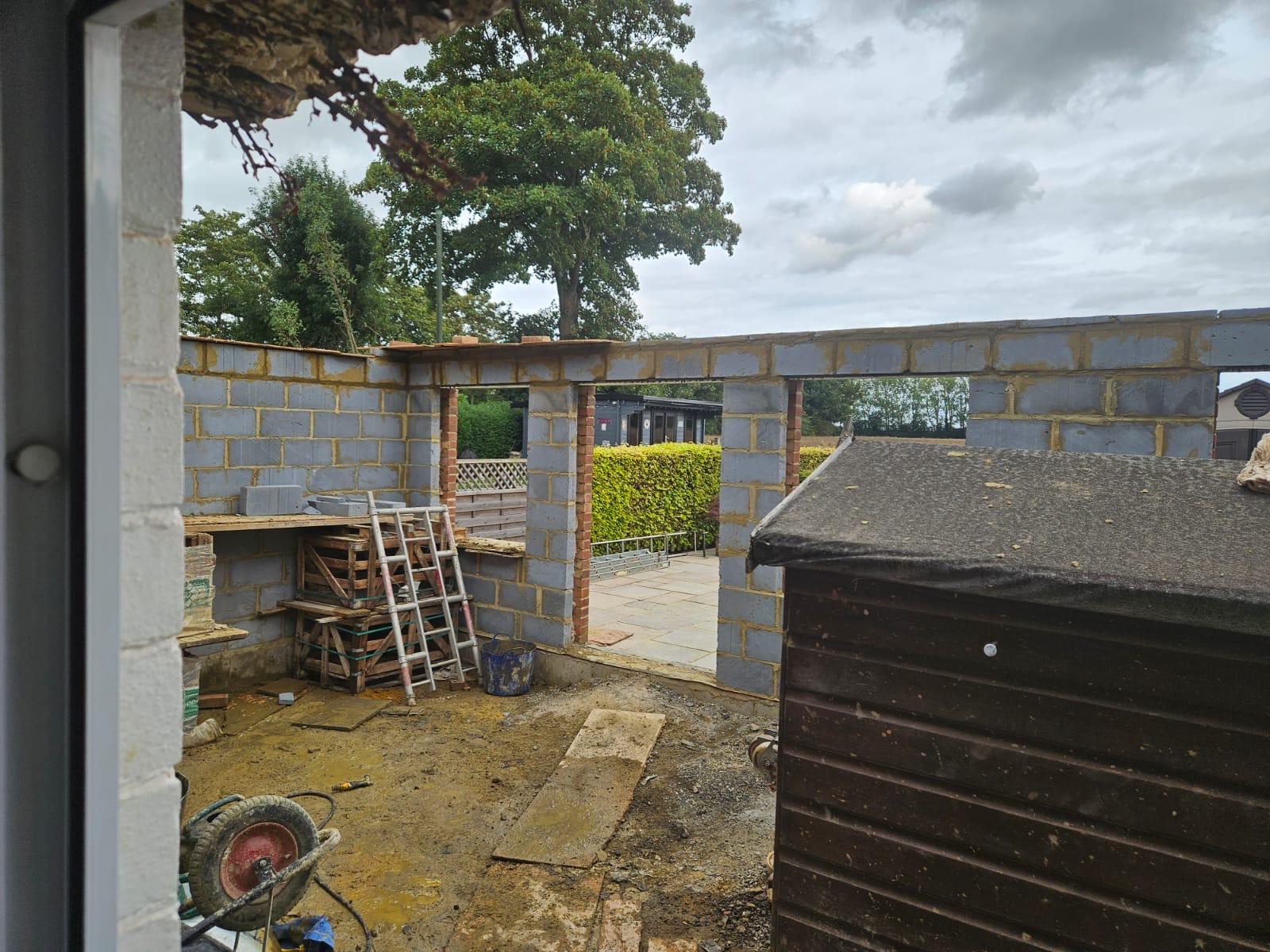 House extension project block work