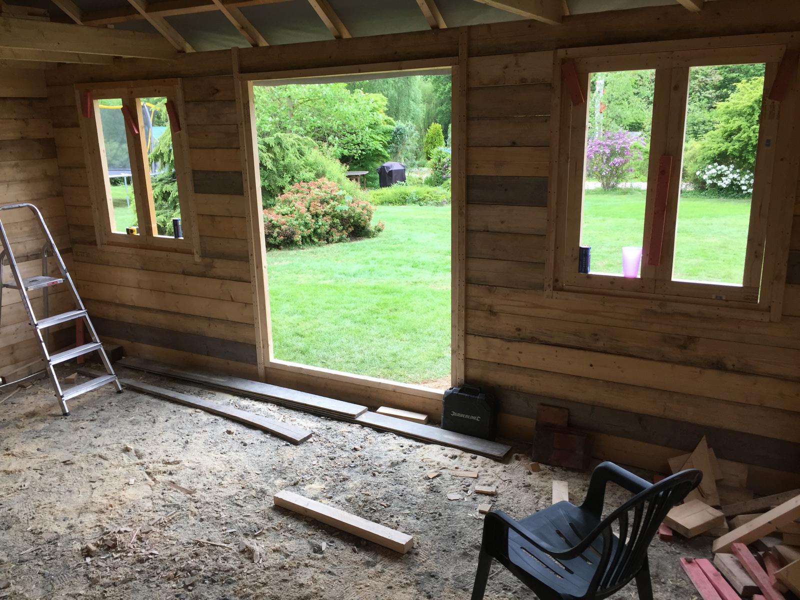 Inside door and window space on the custom built summer house project