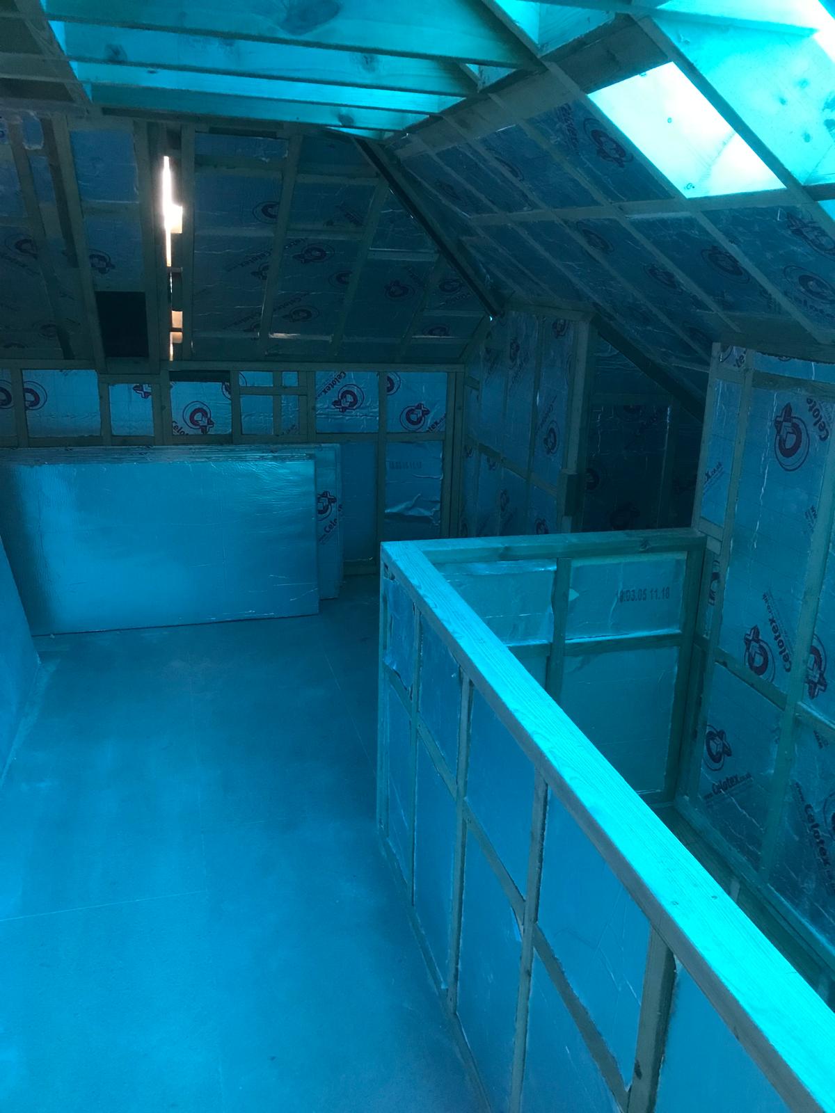 Insulation installation upstairs of the natural stone extension project in Kent