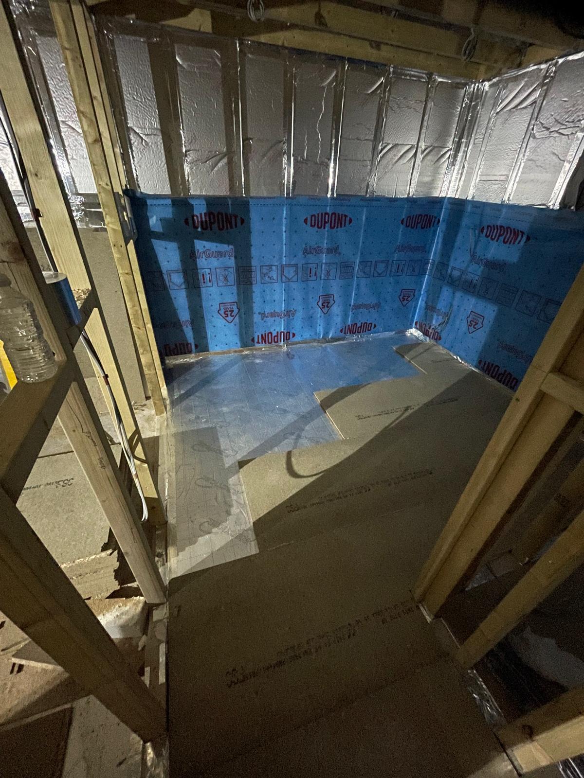 Insulation installation in frame work for conversion project