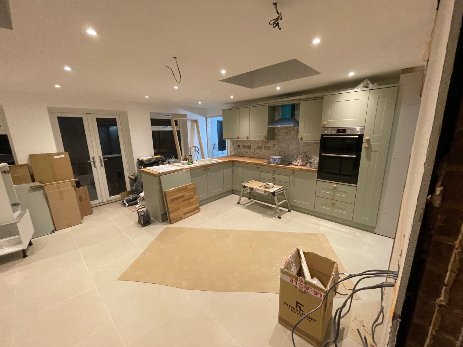 Kitchen extension project with kitchen installation in Kent