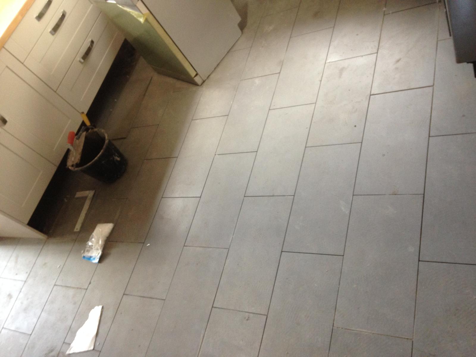 Kitchen floor tile installation for a decorating project