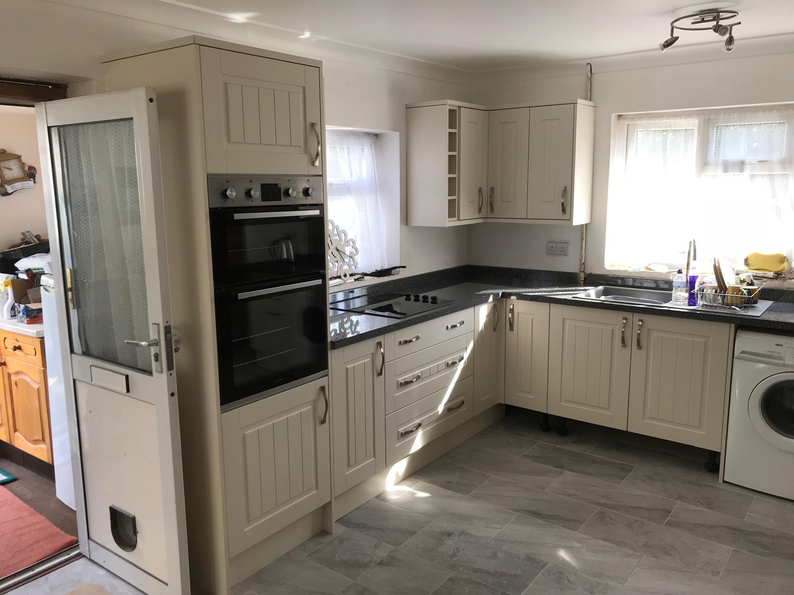 Kitchen installation project cupboards in place