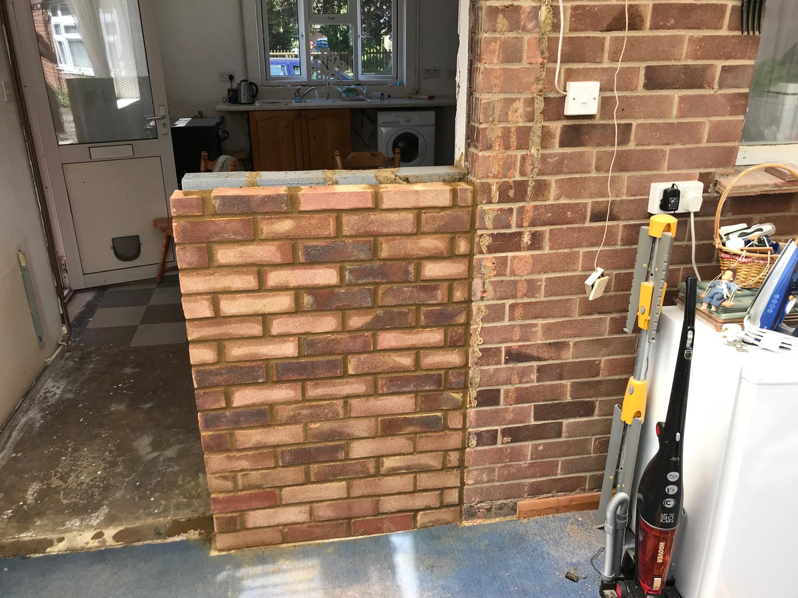 Kitchen installation project wall extension