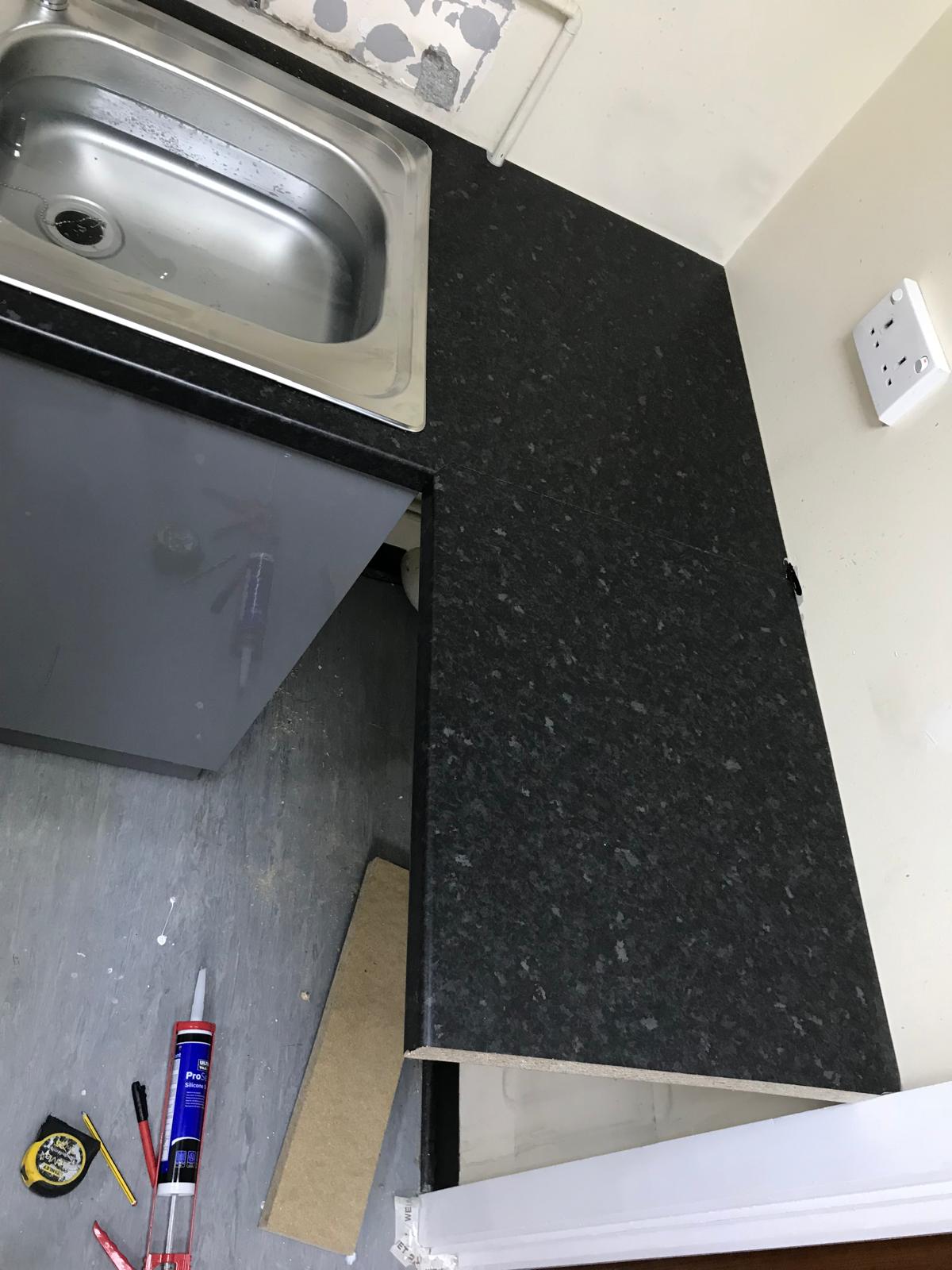 Kitchen worktop installation for a local project in Kent