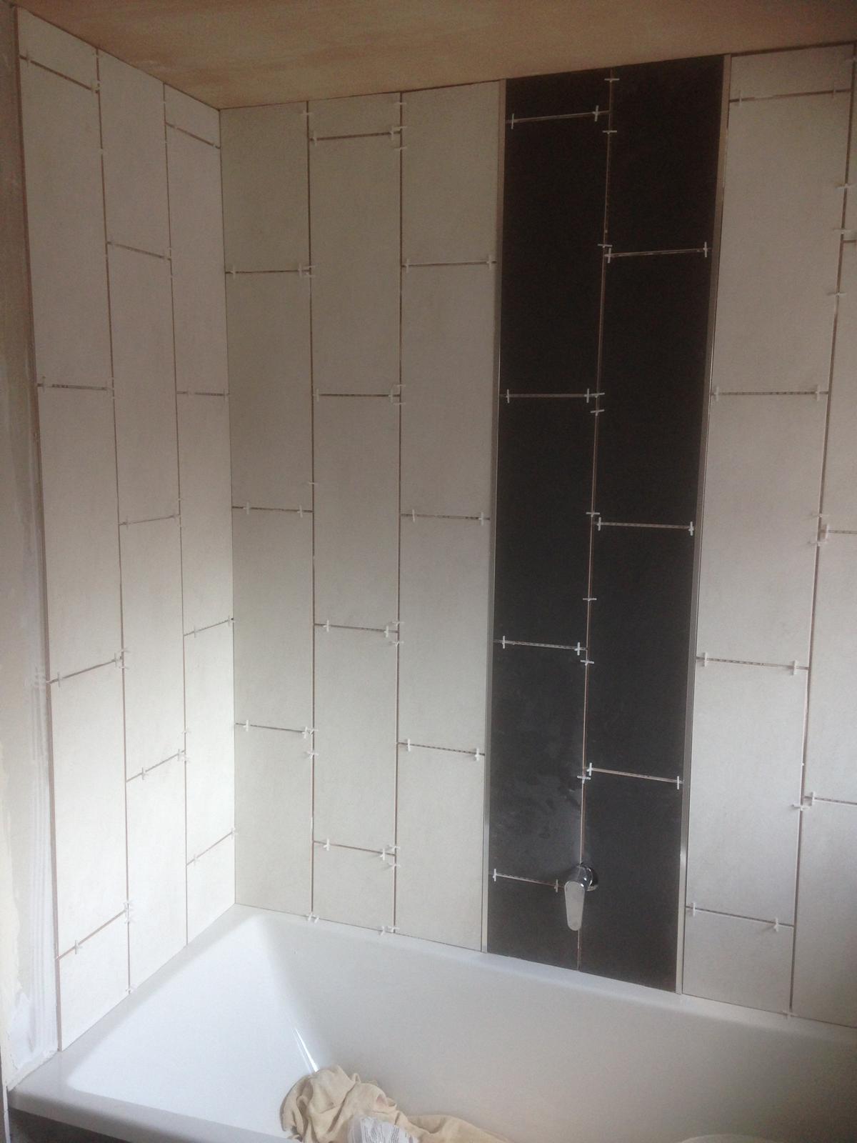 Local bathroom re-fresh project wall tiles ready for grout 
