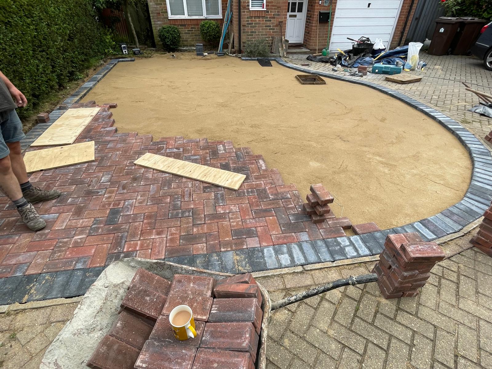 Local block paving driveway project in progress in Kent