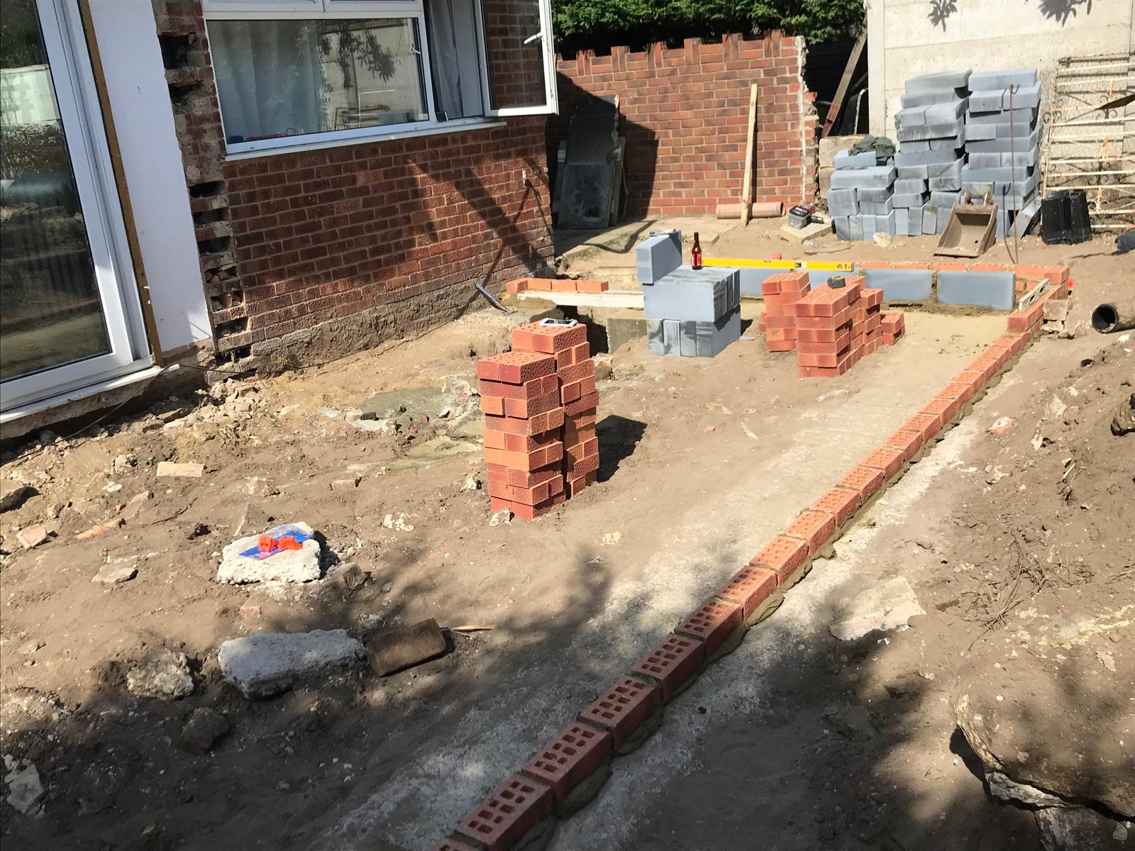 Local extension project bottom layer of brick work