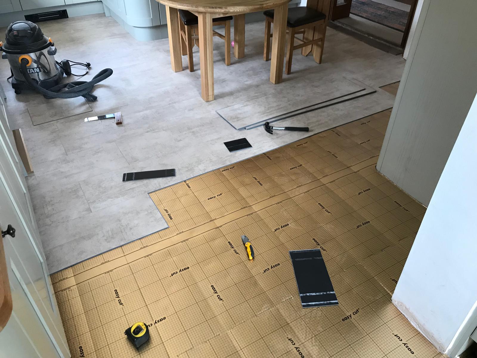 Local kitchen extension project laminate floor installation