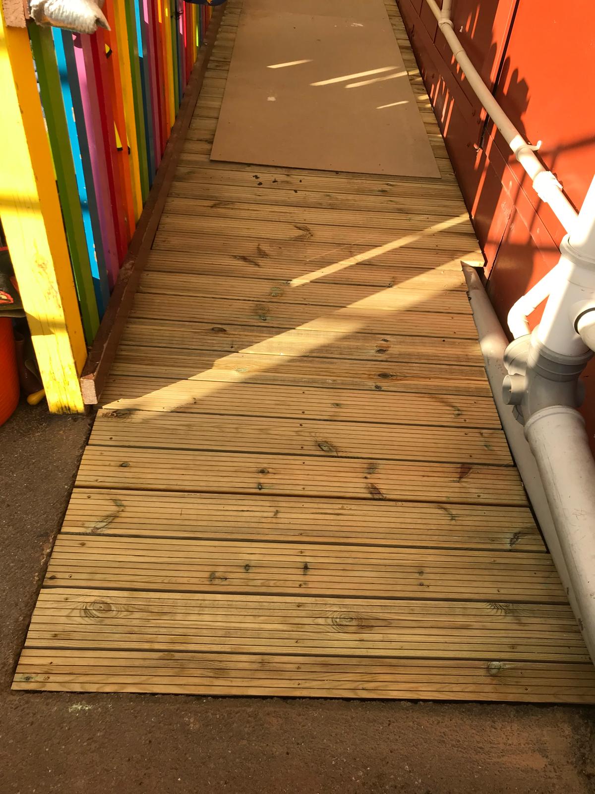 Local nursery deck board slope installation
