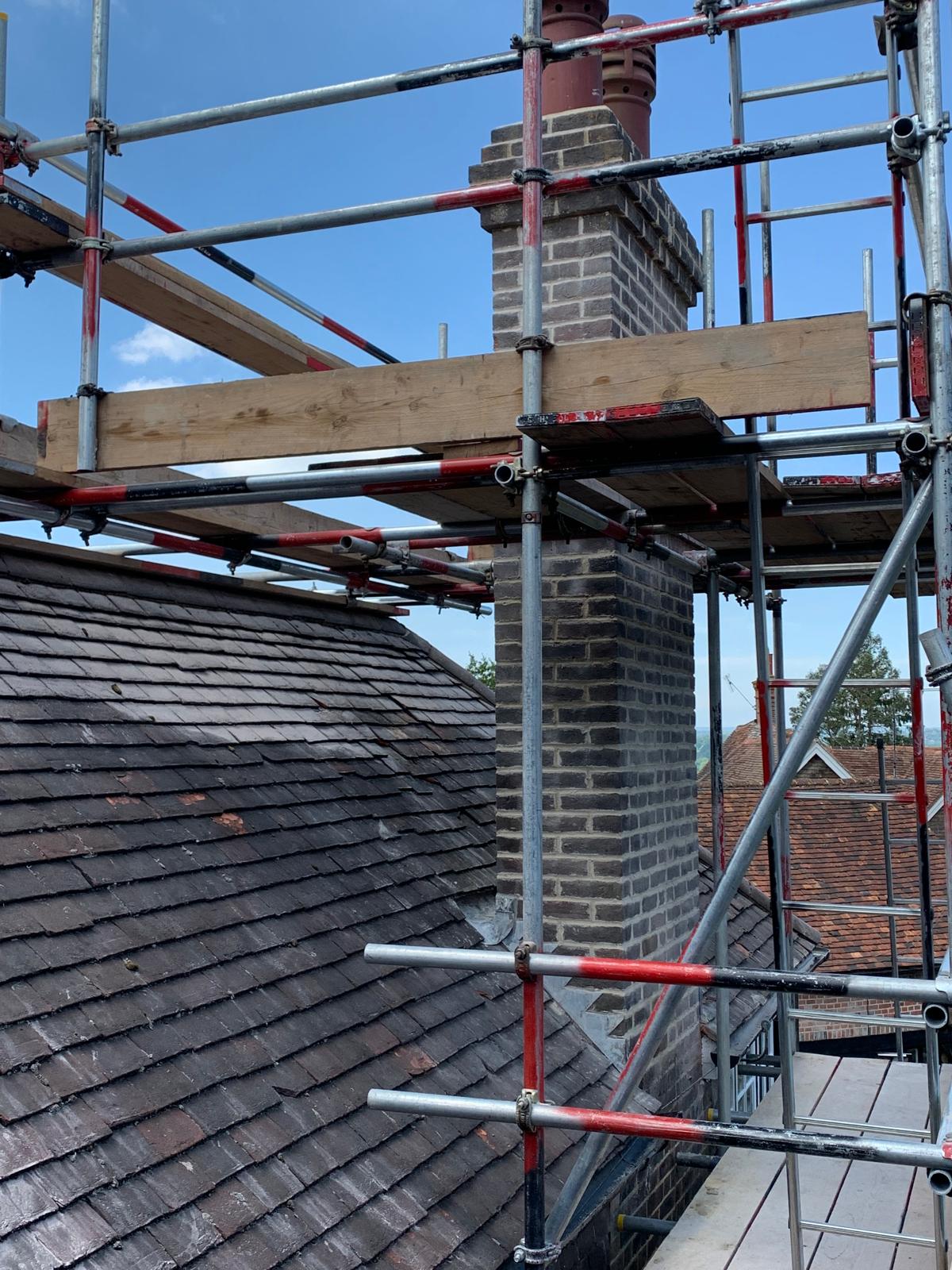 Local roofing project chimney re pointing