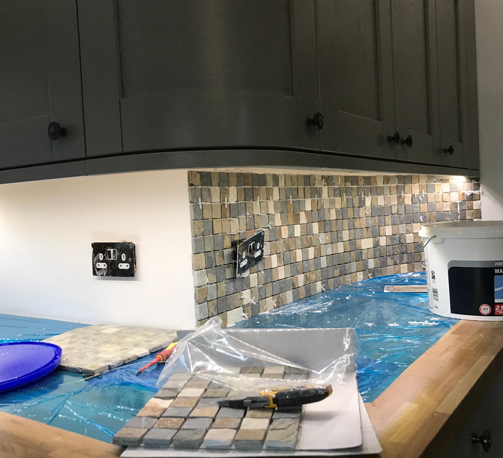 Mosaic natural tile kitchen wall tile installation