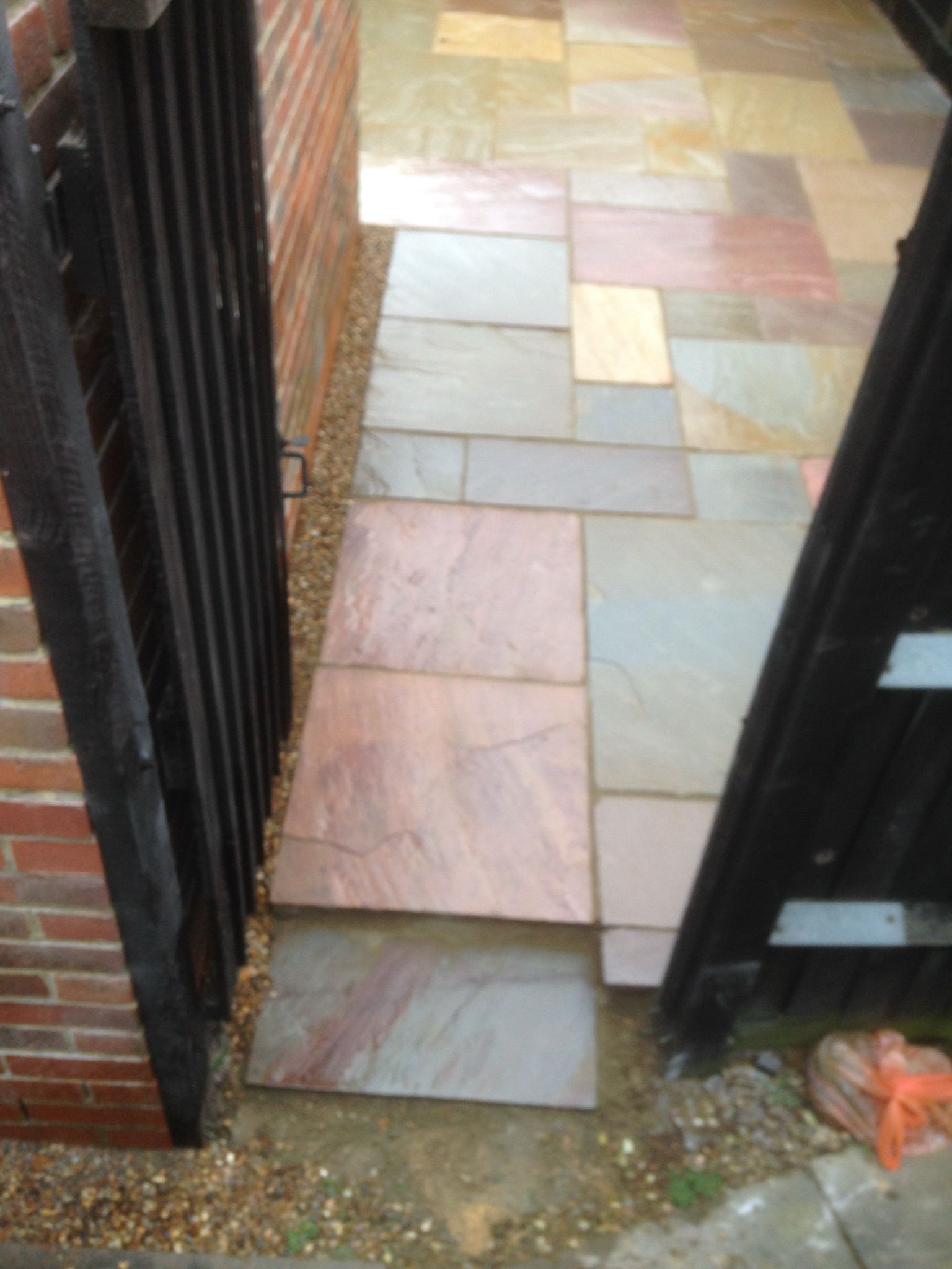 Multi shaped and coloured patio installation for a local landscaping project