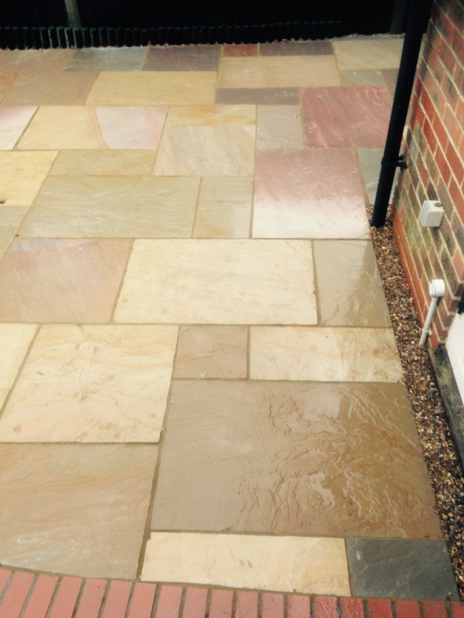 Multi coloured patio installation in Kent