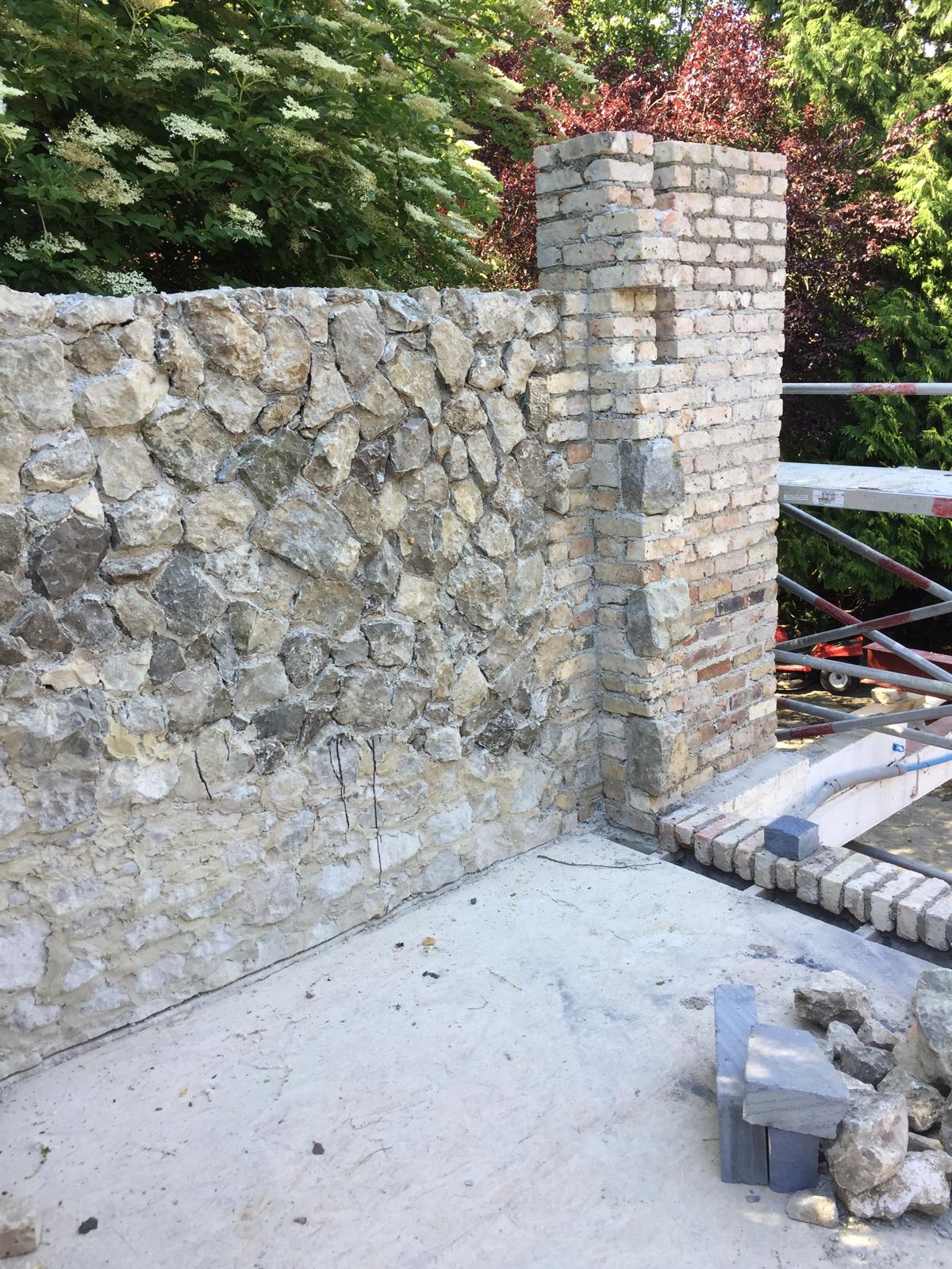 Natural stone wall extension for an extension project in Kent