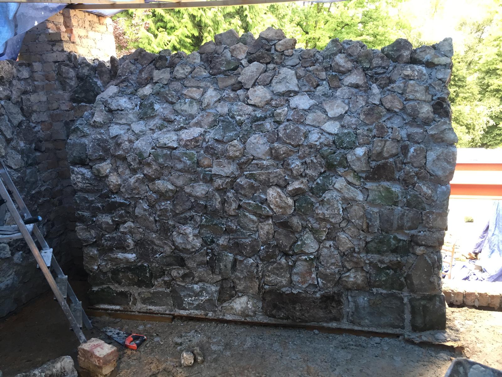Natural stone wall installation in Kent