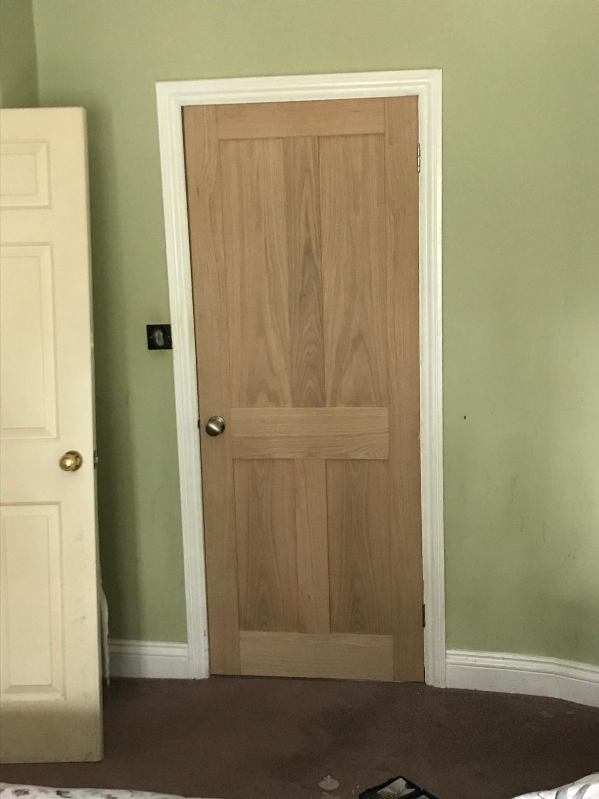 Oak effect interior door installation