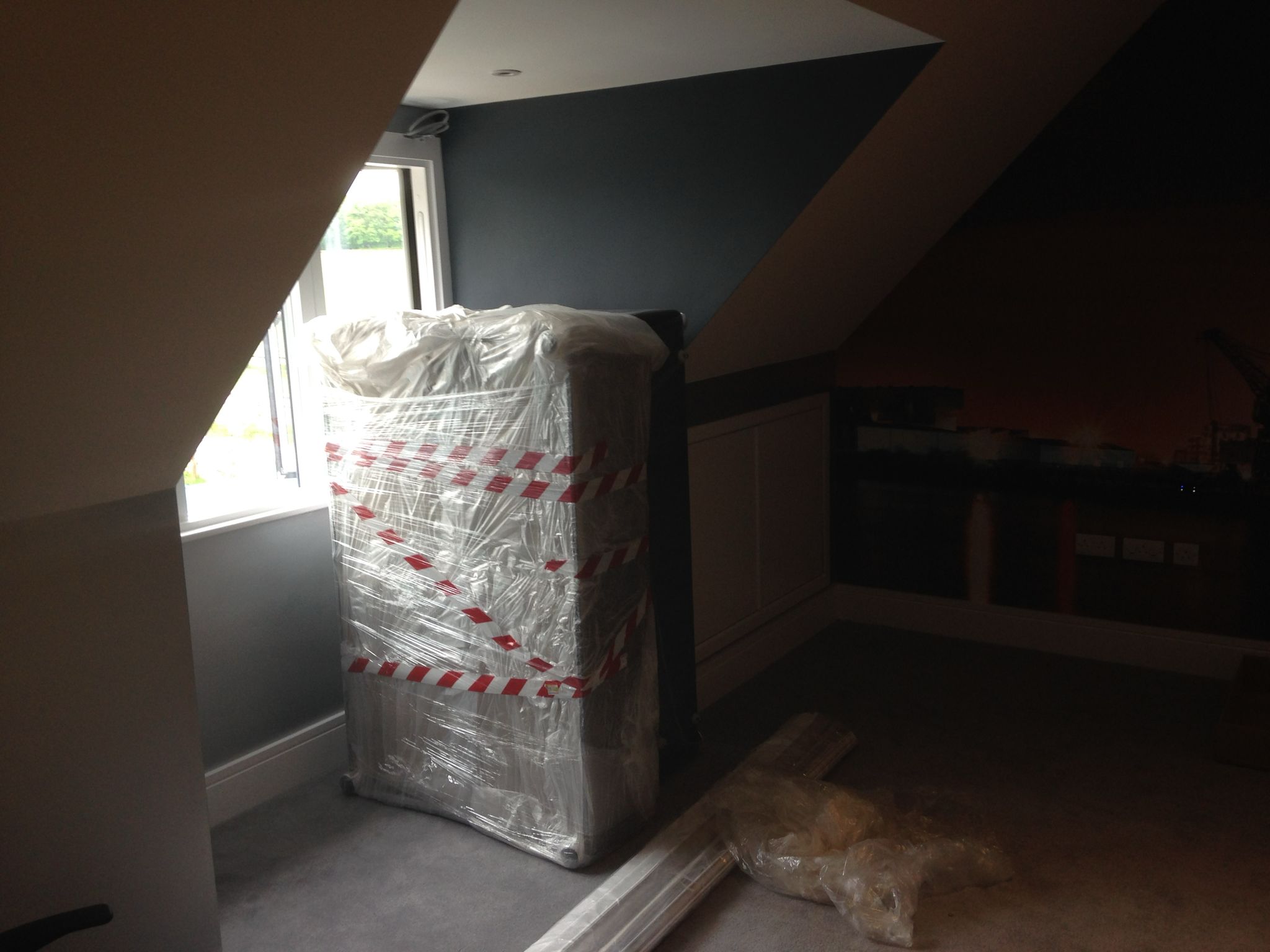 Paint and decorating project with blue painted walls