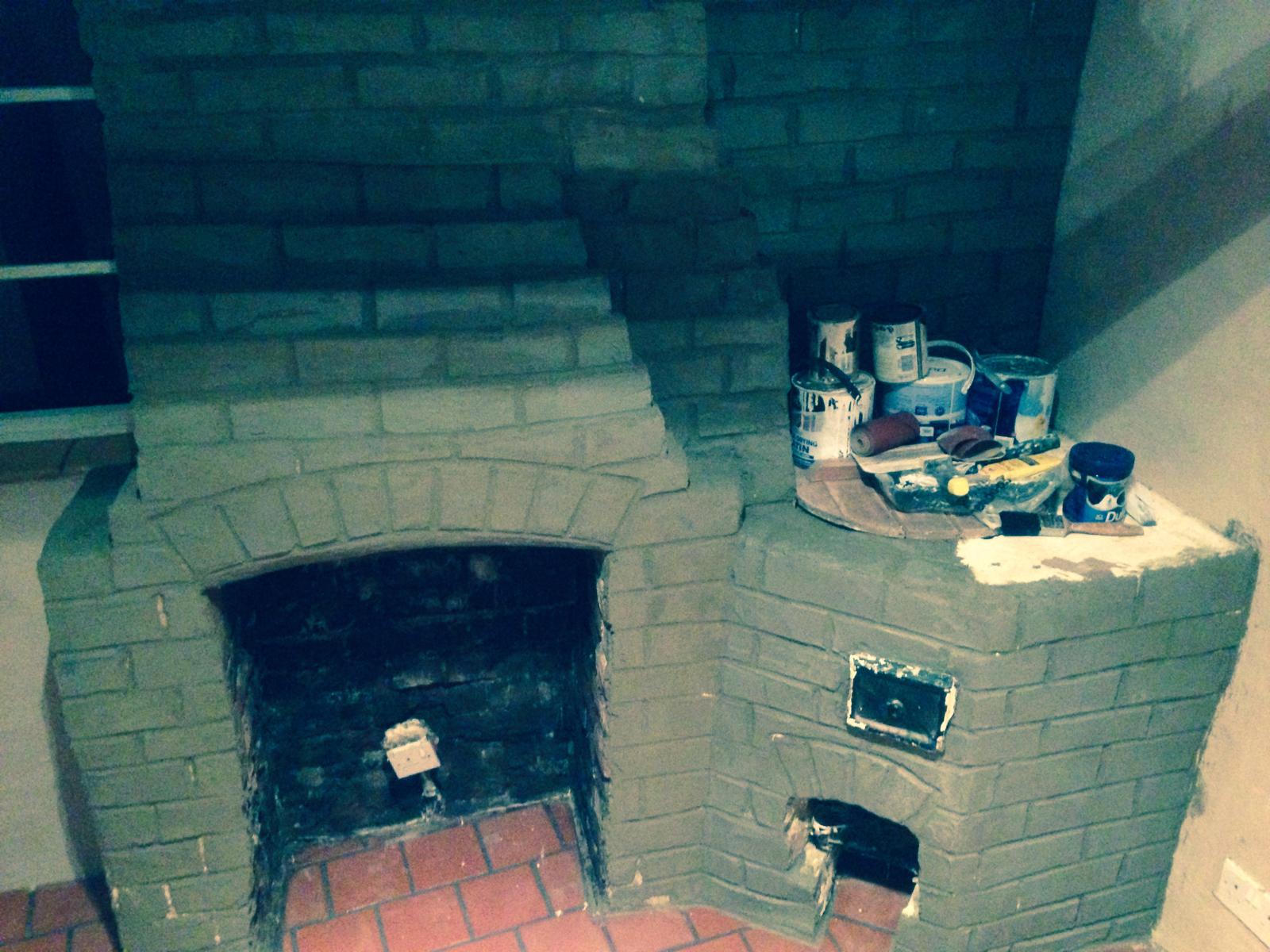Painted fire place and brick work for a local decorating project in Kent