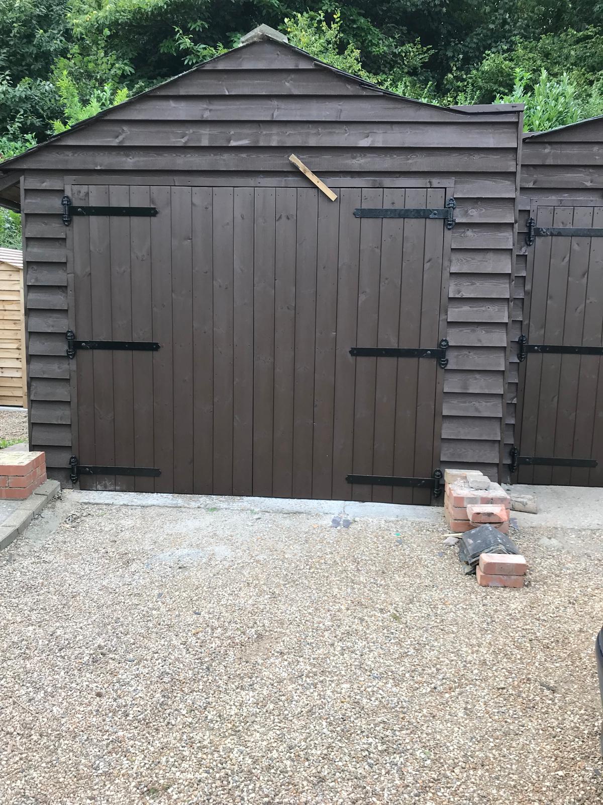 Painted garage wooden garage installation