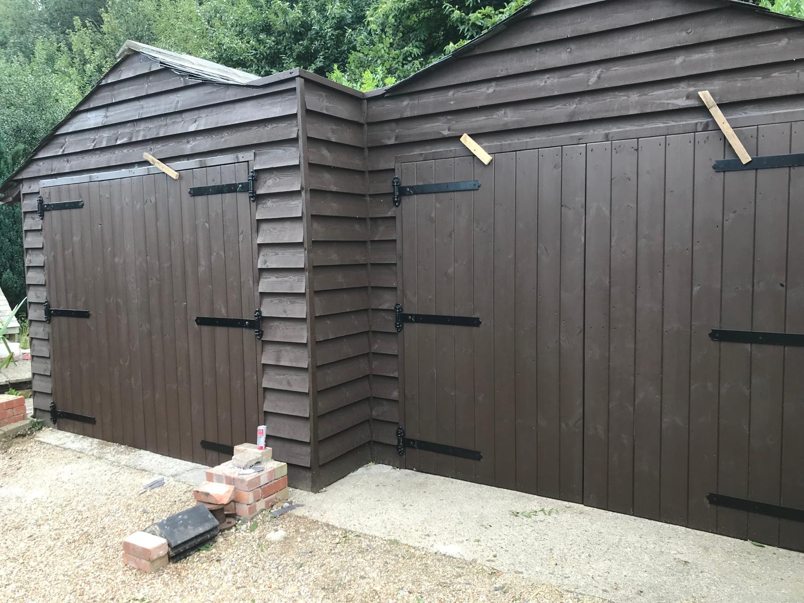 Painted wooden garage installation project