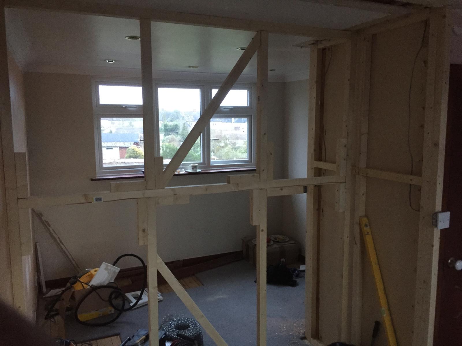 Partition wall wooden frame