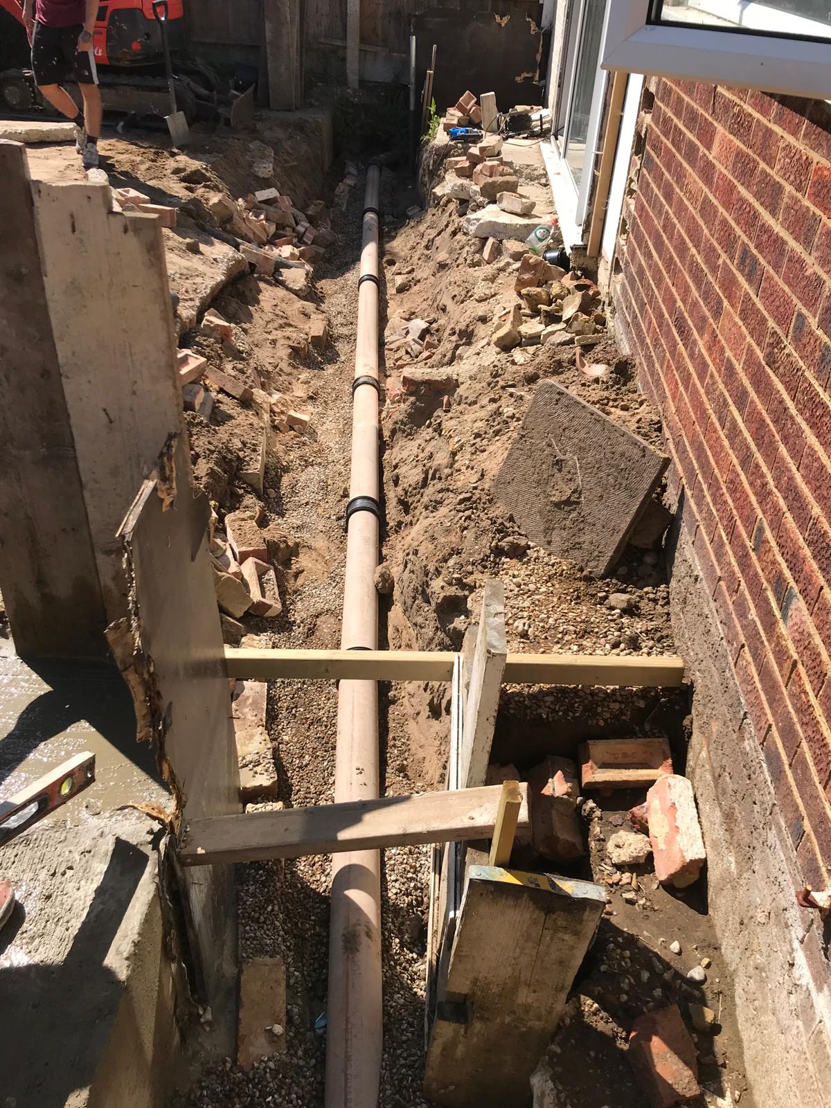 Pipe installation as part of an extension project in Kent