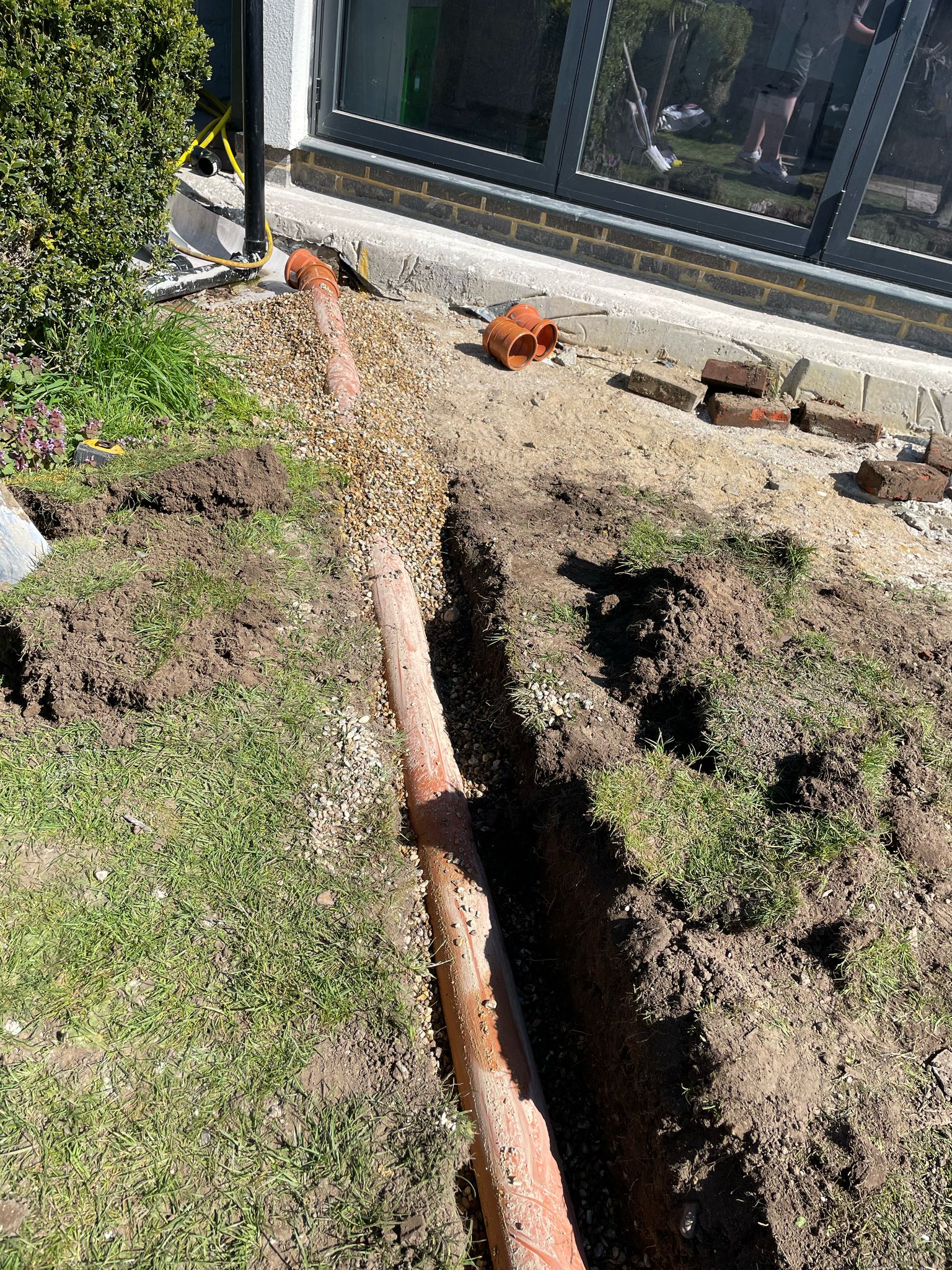 Pipework being installed for the swimming pool build in Kent.
